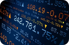 Números com subidas e descidas num mercado financeiro